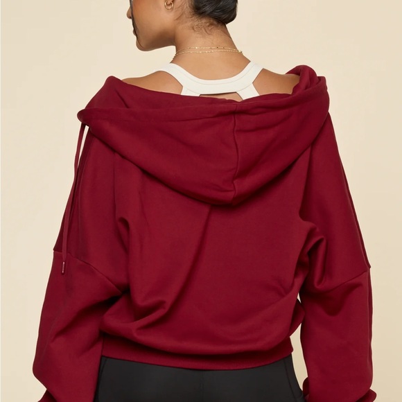 POPFLEX Deep Red Zip-Up Hoodie - Picture 2 of 2